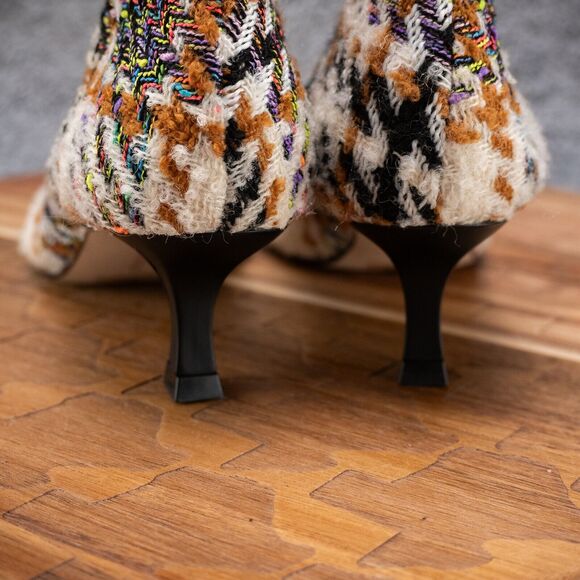 Gianni Bini Palmero Flannel Plaid Black Ankle Zip Booties Boot Kitten Heel 6 M - Picture 4 of 6